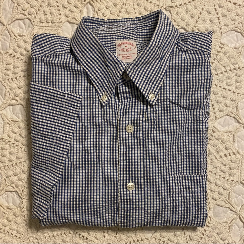 Brooks Brothers short sleeve seersucker shirt